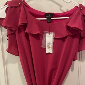 Worthington Fuchsia Ruffle Top